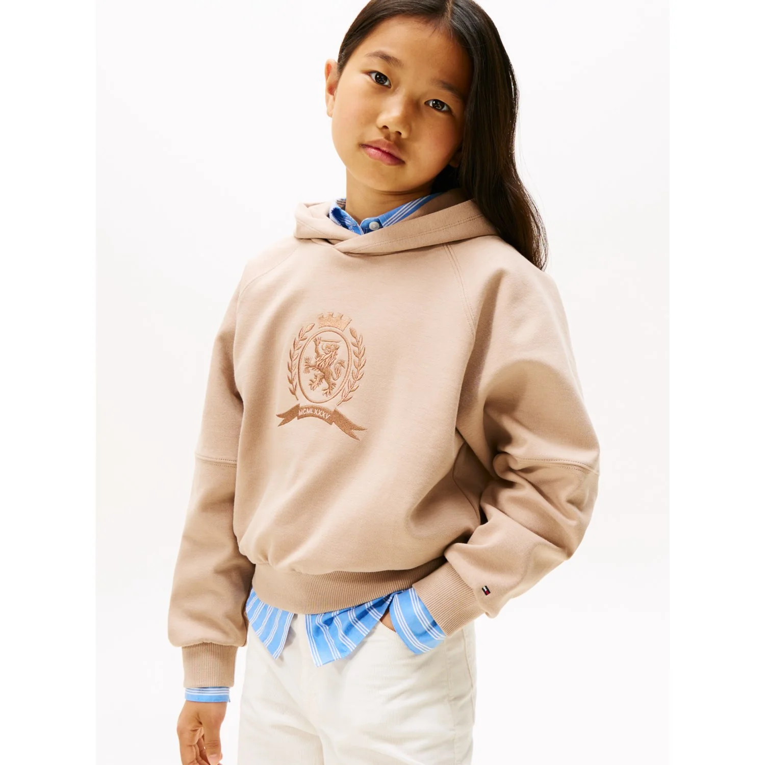 Tommy Hilfiger Malted Milk Tonal Crest Hættetrøje - Image 3