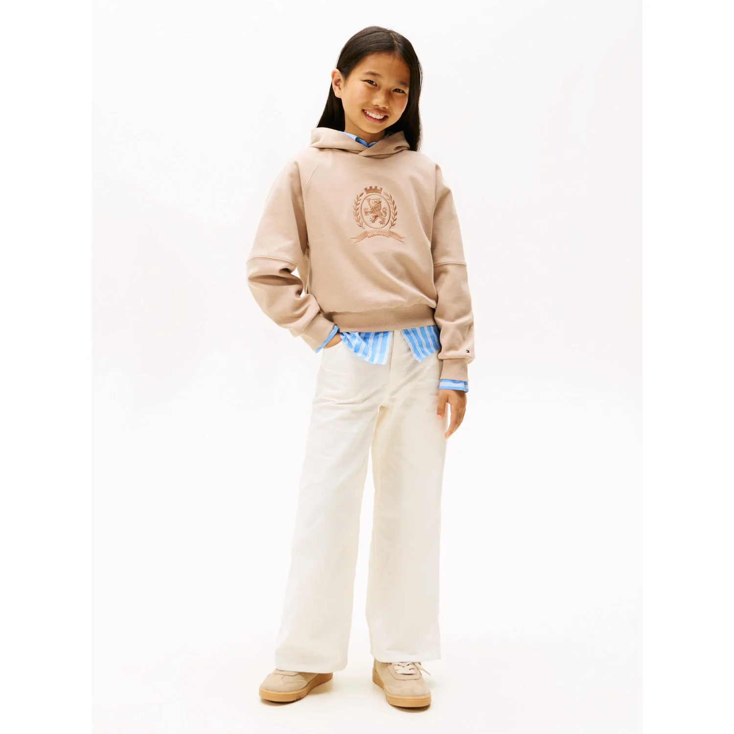 Tommy Hilfiger Malted Milk Tonal Crest Hættetrøje - Image 4