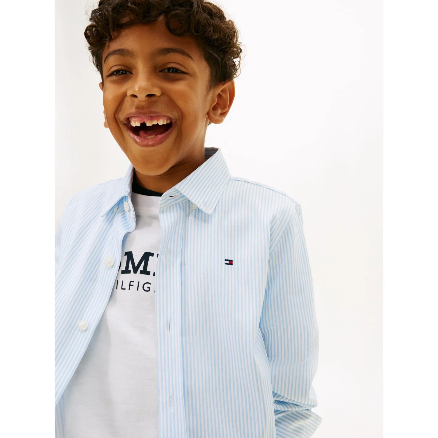 Tommy Hilfiger White Breezy Blue Stripe Aop Jersey Skjorte - Image 3