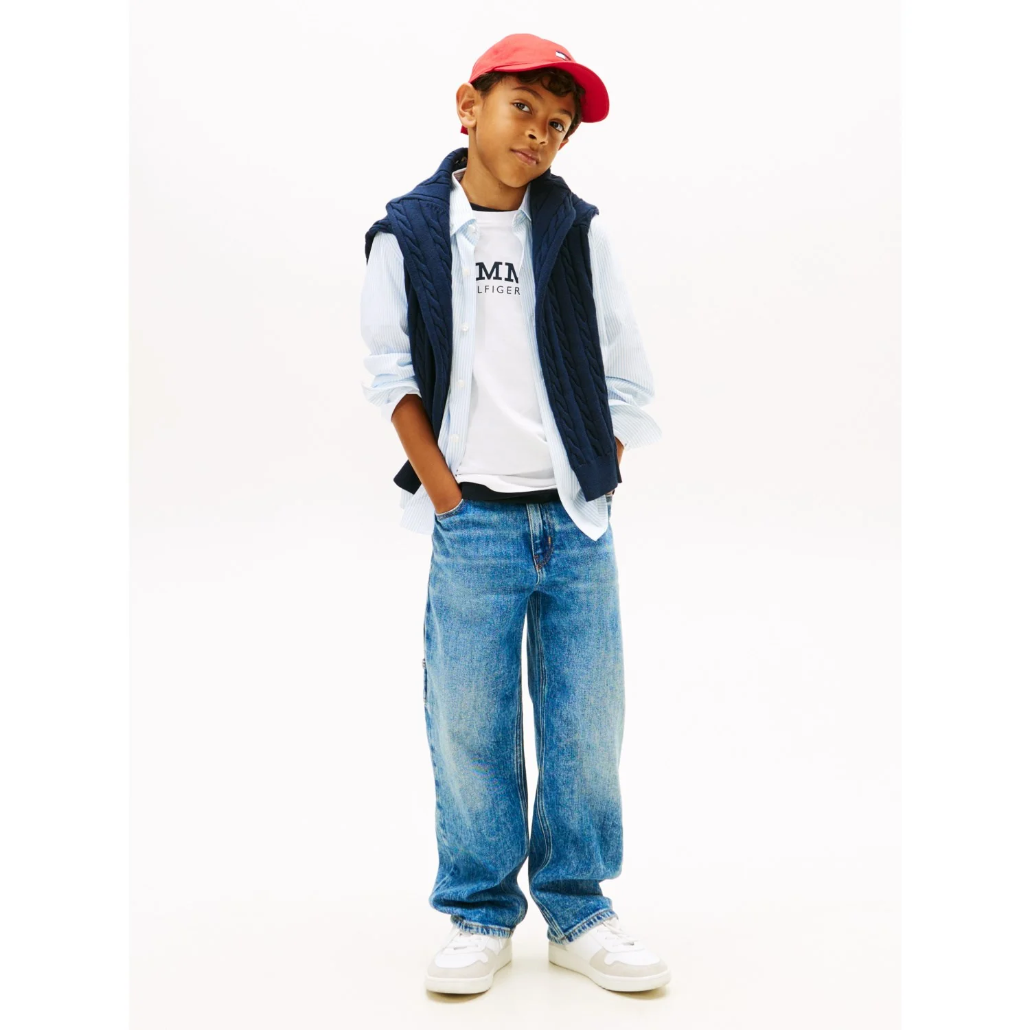 Tommy Hilfiger White Breezy Blue Stripe Aop Jersey Skjorte - Image 4
