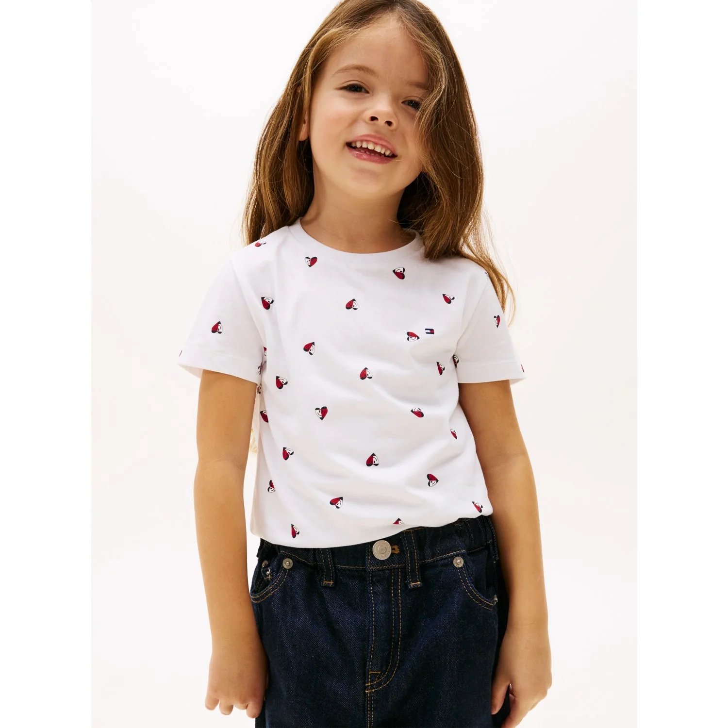 Tommy Hilfiger White Lg Aop Heart Tee Ss - Image 3