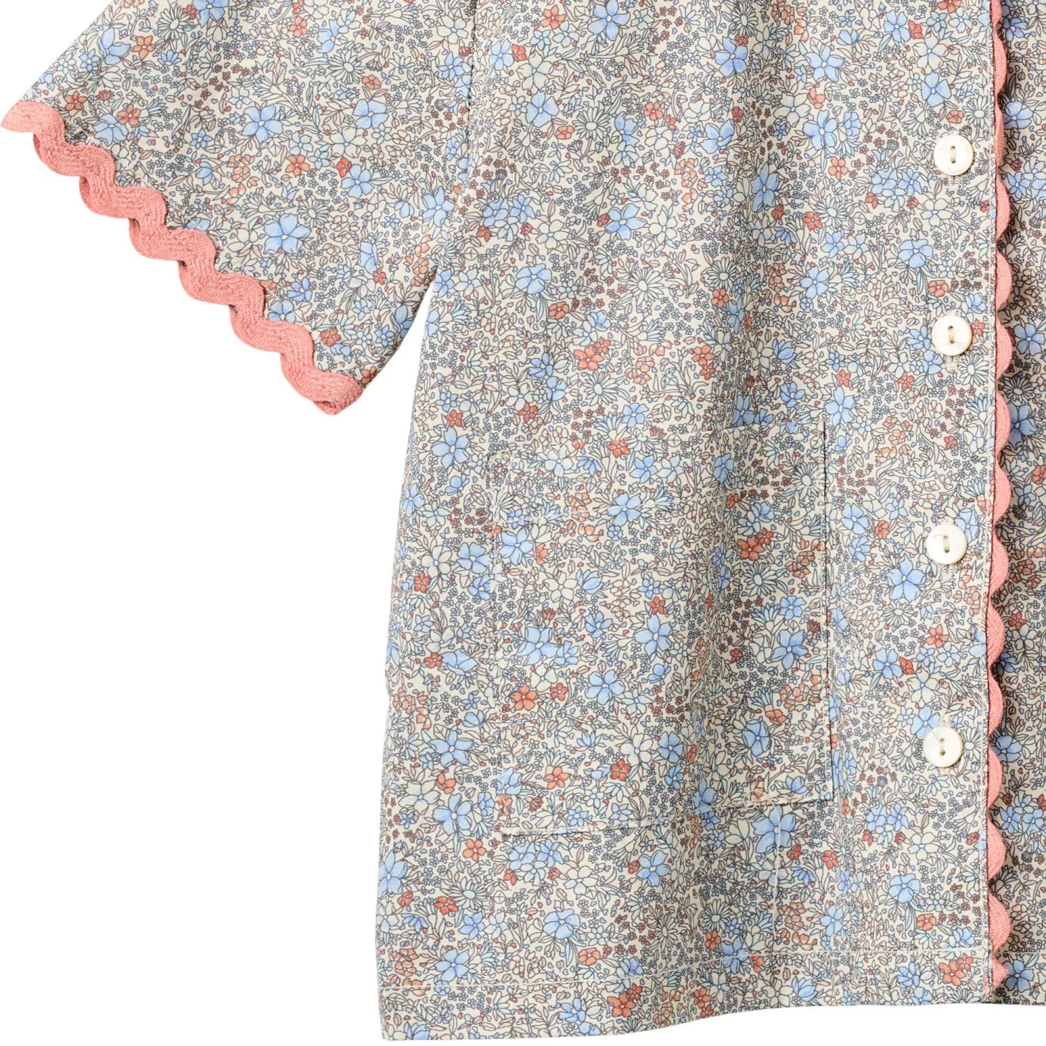 Wheat Air Blue Flowers Skjorte S/S Lace Vilma - Image 2