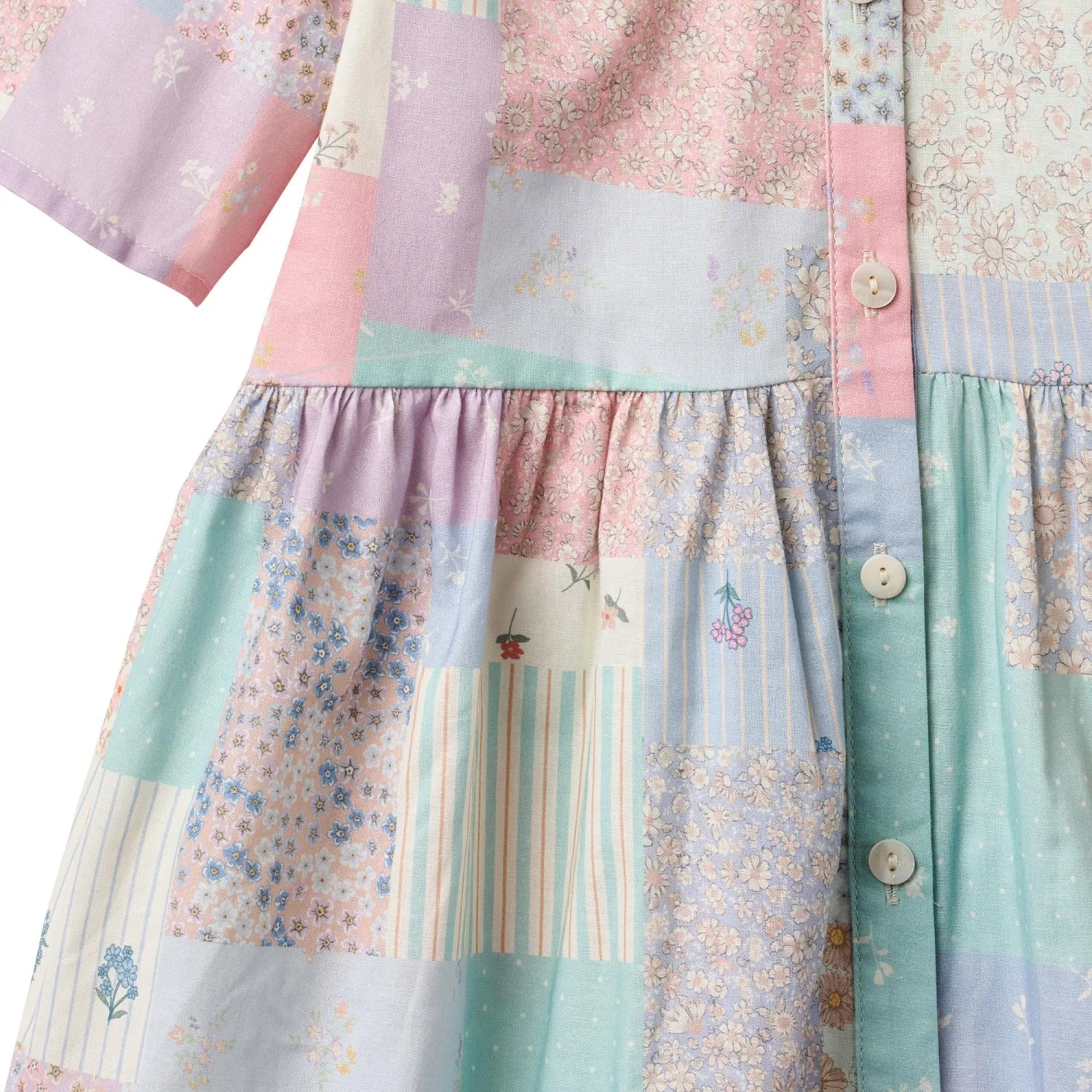 Wheat Patchwork Flowers Kjole S/S Annabell - Image 2