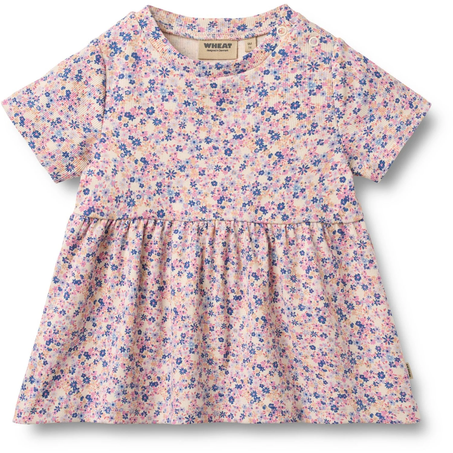 Wheat Pink Blue Flowers Jersey Kjole Anna