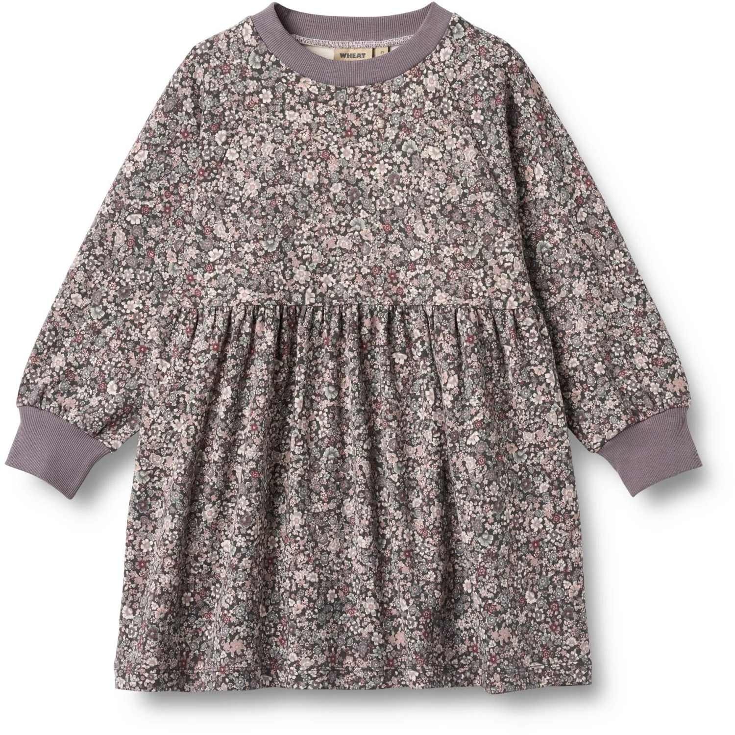 Wheat Purple Stone Flowers Jersey Kjole L/S Dorthea