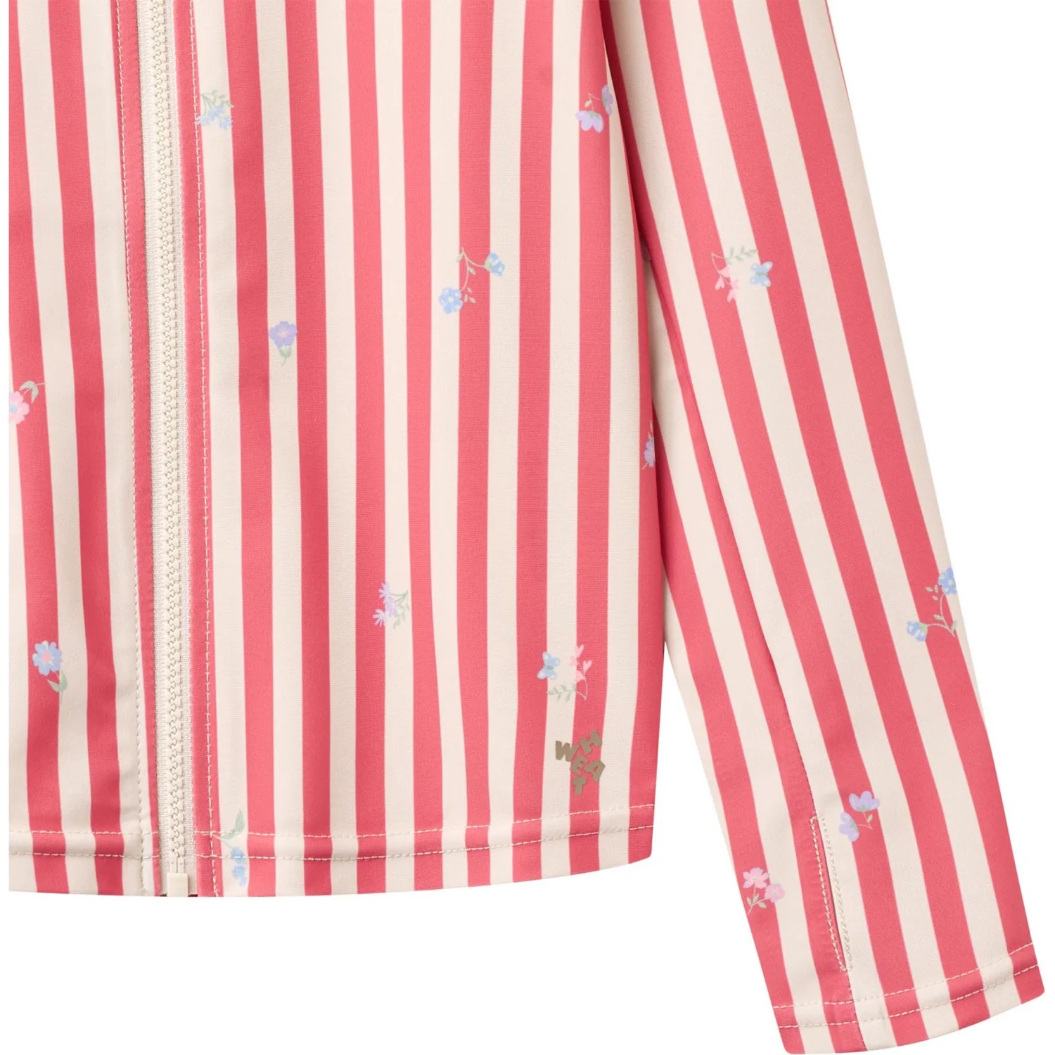 Wheat Red Stripe Flowers Swim T-shirt L/S Zip Ada - Image 3