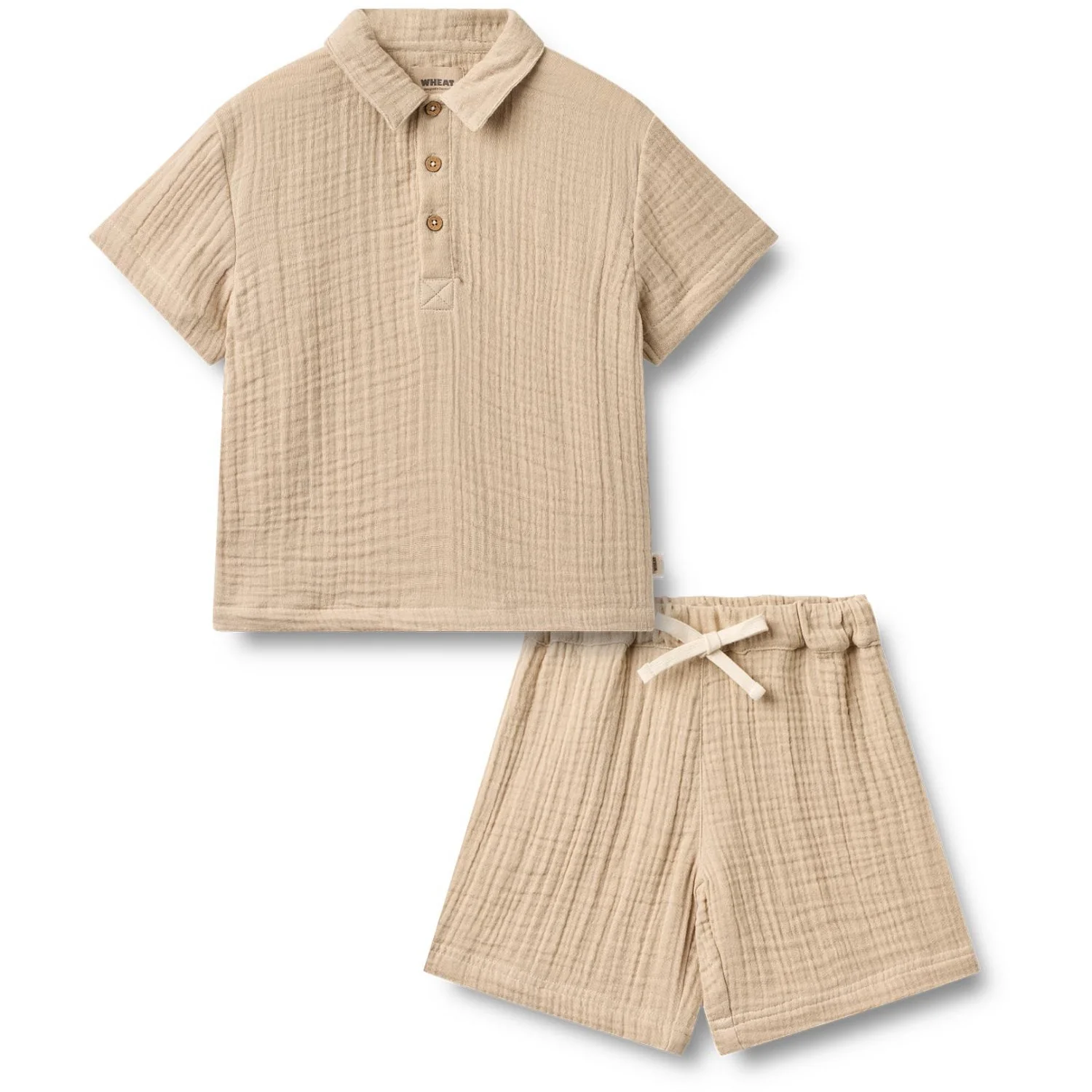 Wheat Warm Sand Sæt Skjorte S/S & Shorts Svend